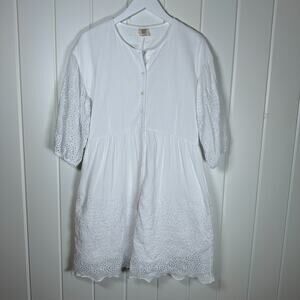 Matilda Jane Good Hart‎ Womens Dress Medium White Cotton Eyelet Church Modest